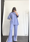 Oversize Şeritli Takım - Mavi