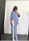Oversize Şeritli Takım - Mavi