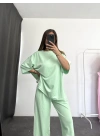 Oversize Şeritli Takım - Su Yeşili