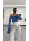 Oxana Crop Triko - Mavi