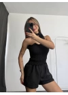 Peony Şortlu Takım - Siyah