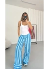 Polly Çizgili Pantolon - Mavi