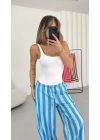 Polly Çizgili Pantolon - Mavi