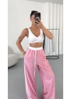 Puantiyeli Salaş Eşofman - Pembe