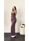 Rana Sırt Dekolte İp Asklı Elbise -Açık Lila
