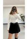 Rita Ön Pileli Şort Etek - Siyah