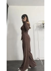 Rose Asimetrik Takım - Kahve