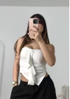 Rose Straplez Crop - Beyaz