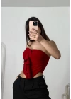 Rose Straplez Crop - Bordo