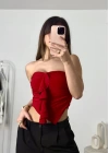 Rose Straplez Crop - Bordo