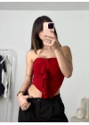 Rose Straplez Crop - Bordo