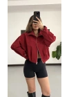 Rosella Ekose Bomber Ceket - Kırmızı