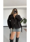 Rosita Dik Yaka Kaşe Kaban - Siyah