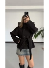 Rosita Dik Yaka Kaşe Kaban - Siyah
