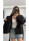Rosita Dik Yaka Kaşe Kaban - Siyah