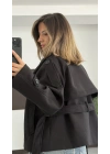 Rosita Dik Yaka Kaşe Kaban - Siyah