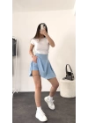 Ruth Şortlu Gizli Cep Etek-Bebe Mavi