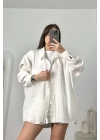 Sadia Dökümlü Gömlek - Beyaz