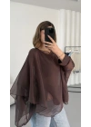Sally Transparan Bluz - Kahve