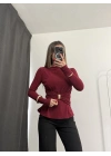 Sandra Toka Detay Bluz - Bordo