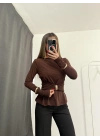 Sandra Toka Detay Bluz - Kahve