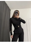 Sandra Toka Detay Bluz - Siyah