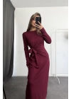 Sanja Bağlamalı Elbise - Bordo