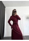 Sanja Bağlamalı Elbise - Bordo