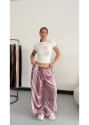Şeritli Kadife Eşofman- Pembe