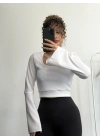 Shy İspanyol Kol Crop - Beyaz