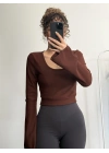Shy İspanyol Kol Crop - Kahve