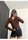 Sienna Toka Detay Bluz - Kahve