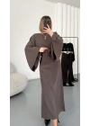 Sila Yarasa Kol Elbise - Kahve