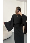 Sila Yarasa Kol Elbise - Siyah