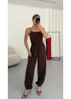 Sophia İp Askılı Tulum - Kahve
