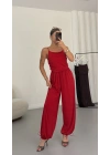 Sophia İp Askılı Tulum - Kırmızı