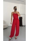 Sophia İp Askılı Tulum - Kırmızı