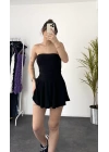 Straplez Şortlu Elbise - Siyah