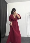 Sua Müslin Elbise -Bordo