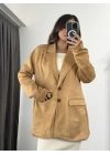 Süet Blazer Ceket - Camel