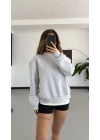 Tshirt Detaylı Sweatshirt - Gri Melanj