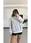 Tshirt Detaylı Sweatshirt - Gri Melanj