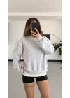 Tshirt Detaylı Sweatshirt - Gri Melanj