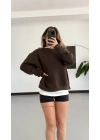 Tshirt Detaylı Sweatshirt - Kahve