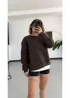 Tshirt Detaylı Sweatshirt - Kahve