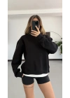 Tshirt Detaylı Sweatshirt - Siyah