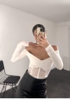 Tül Korse Bodysuit - Beyaz