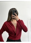 Valeria Kruvaze Bodysuit - Bordo