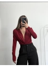 Valeria Kruvaze Bodysuit - Bordo