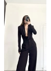 Valeria Kruvaze Bodysuit - Siyah